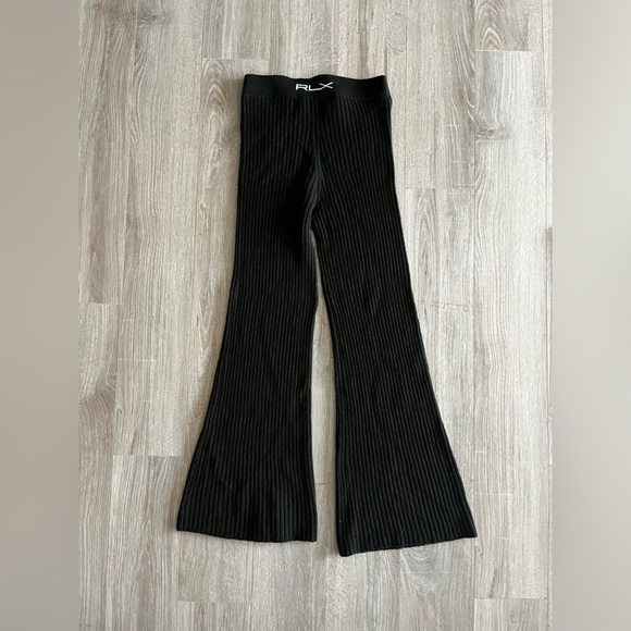 Ralph Lauren RLX Women’s Merino Wool Wide-Leg Ribbed Sweater Pant Green - Medium - Picture 7 of 8